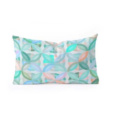 evamatise Geometric Shapes in Vibrant Greens Oblong Throw Pillow
