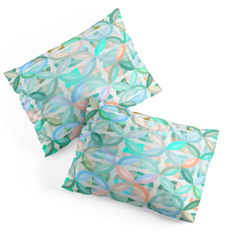 evamatise Geometric Shapes in Vibrant Greens Pillow Shams