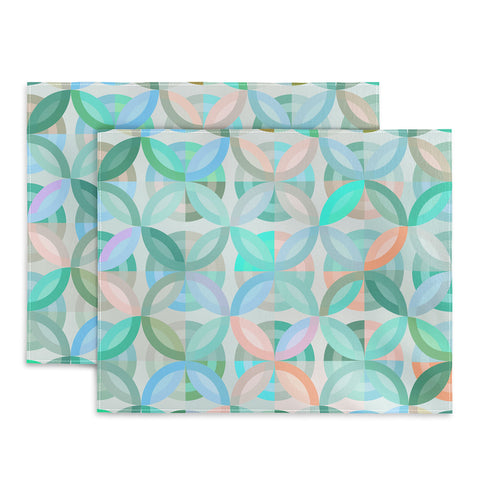 evamatise Geometric Shapes in Vibrant Greens Placemat