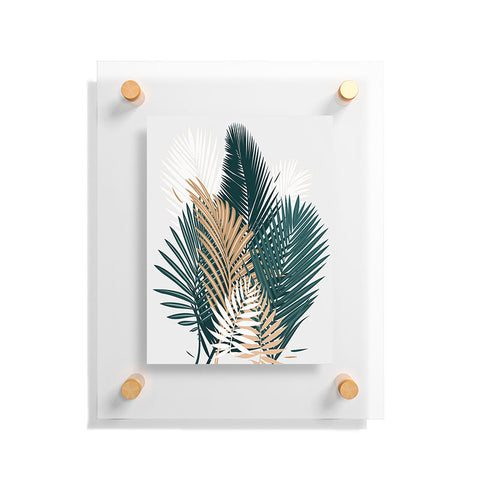 evamatise Gold and Green Palm Leaves Floating Acrylic Print