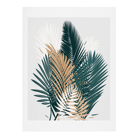 evamatise Gold and Green Palm Leaves Art Print