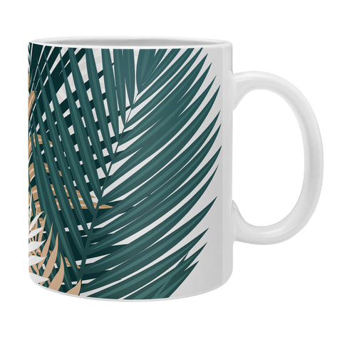 evamatise Gold and Green Palm Leaves Coffee Mug