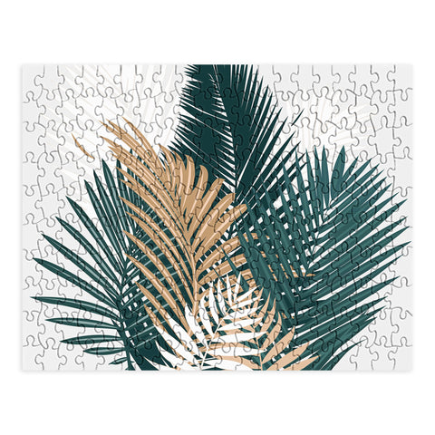 evamatise Gold and Green Palm Leaves Puzzle