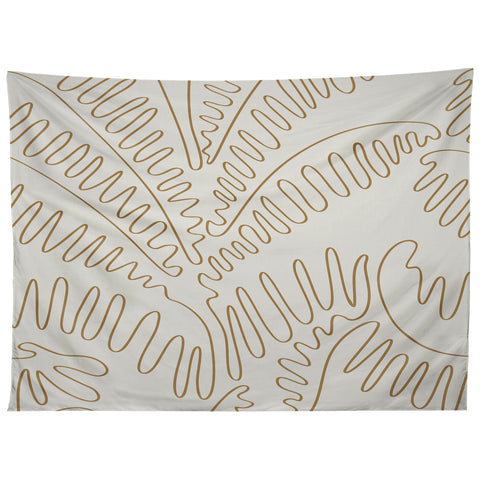 evamatise Golden Tropical Palm Leaves Tapestry