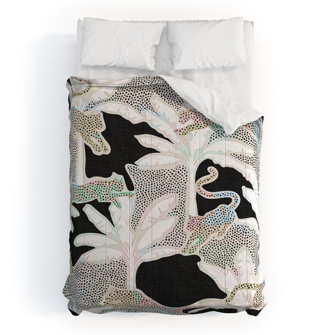 evamatise Leopards and Palms Rainbow Comforter