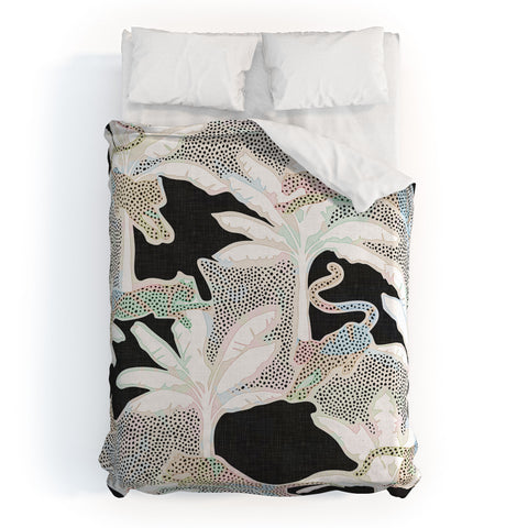 evamatise Leopards and Palms Rainbow Duvet Cover