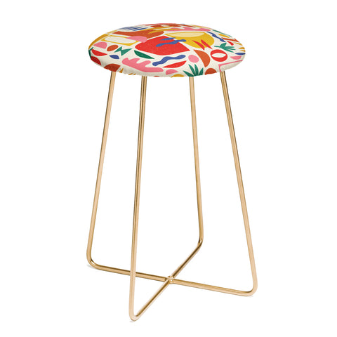 evamatise Mid Century Summer Abstraction Counter Stool