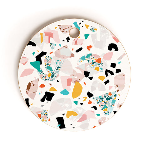 evamatise Mixed Mess I Collage Terrazzo Cutting Board Round
