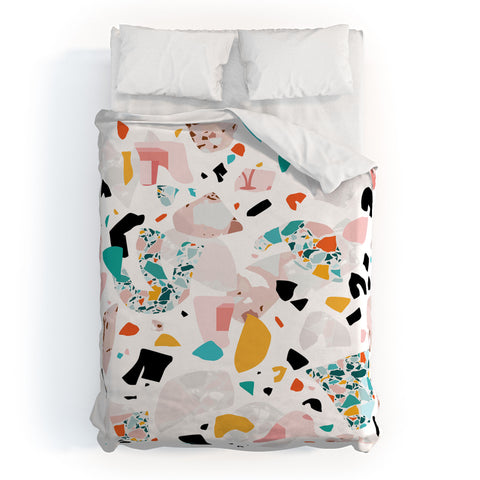 evamatise Mixed Mess I Collage Terrazzo Duvet Cover