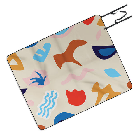 evamatise Natural Abstract Shapes Minimal Beach Outdoor Blanket