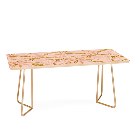 evamatise Panthers and Tropical Plants in Blush Coffee Table