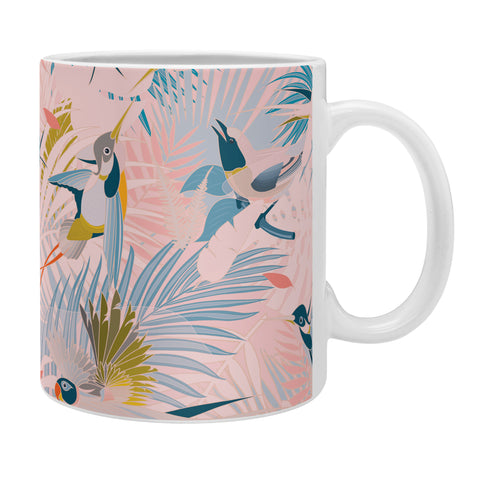 evamatise Pinky Sunny Boho Birds Pink Coffee Mug