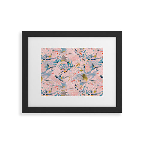 evamatise Pinky Sunny Boho Birds Pink Framed Art Print