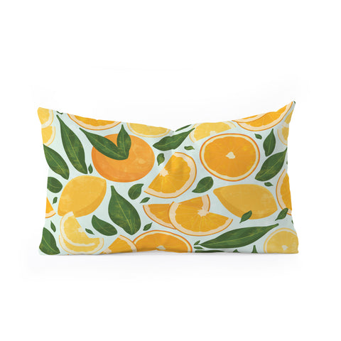 evamatise Summery Citrus Mood Mint Splash Oblong Throw Pillow