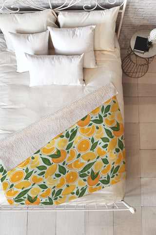 evamatise Summery Citrus Mood Mint Splash Fleece Throw Blanket