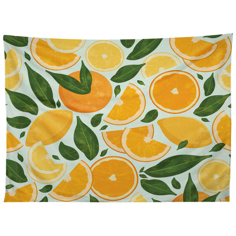 evamatise Summery Citrus Mood Mint Splash Tapestry