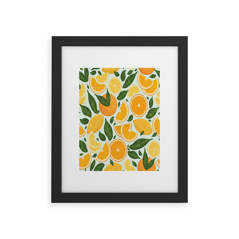 evamatise Summery Citrus Mood Mint Splash Framed Art Print