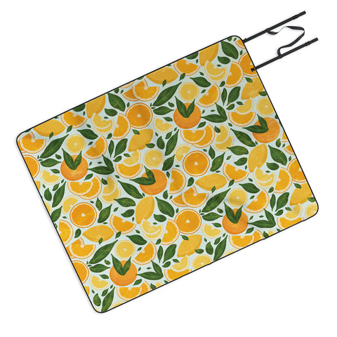 evamatise Summery Citrus Mood Mint Splash Outdoor Blanket