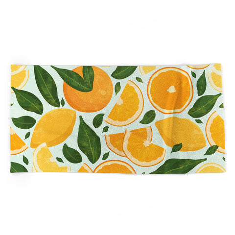 evamatise Summery Citrus Mood Mint Splash Beach Towel