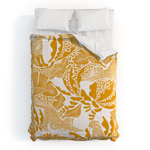 evamatise Surreal Jungle in Bright Yellow Comforter