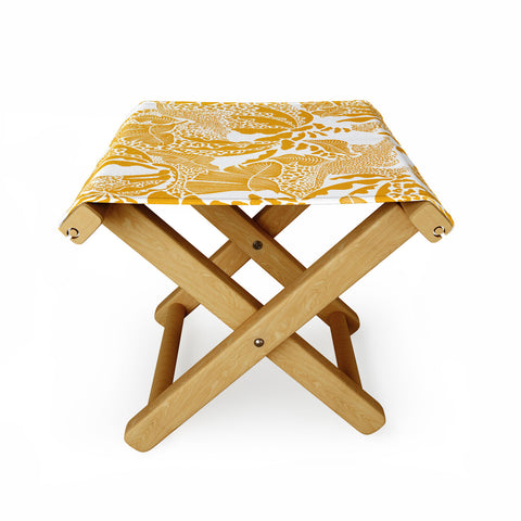 evamatise Surreal Jungle in Bright Yellow Folding Stool