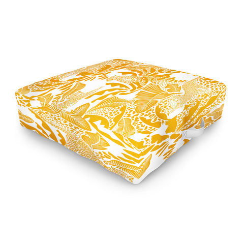 evamatise Surreal Jungle in Bright Yellow Outdoor Floor Cushion