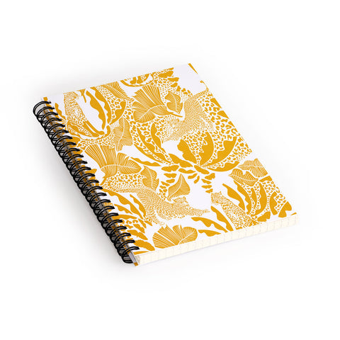 evamatise Surreal Jungle in Bright Yellow Spiral Notebook