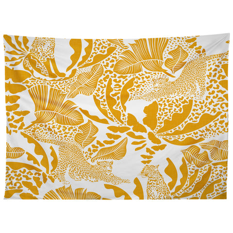 evamatise Surreal Jungle in Bright Yellow Tapestry