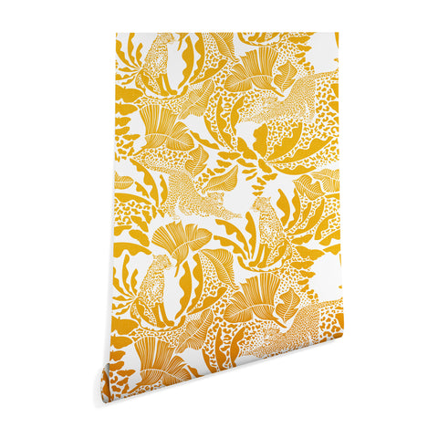 evamatise Surreal Jungle in Bright Yellow Wallpaper
