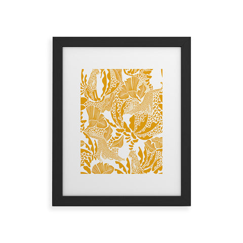 evamatise Surreal Jungle in Bright Yellow Framed Art Print