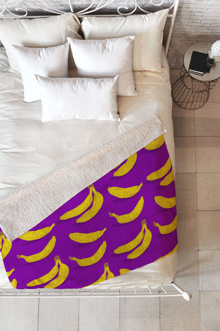 Evgenia Chuvardina Bright bananas Fleece Throw Blanket