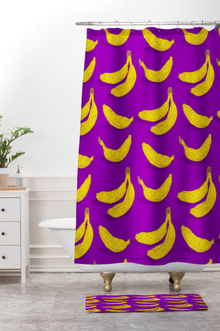 Evgenia Chuvardina Bright bananas Shower Curtain And Mat