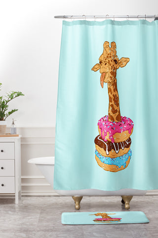 Evgenia Chuvardina Donuts giraffe Shower Curtain And Mat