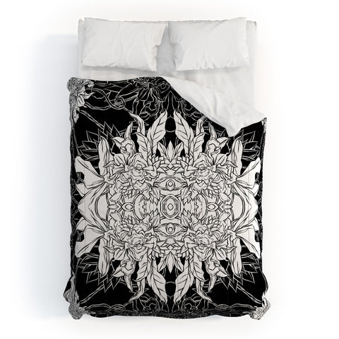 Evgenia Chuvardina Flowers black and white Comforter