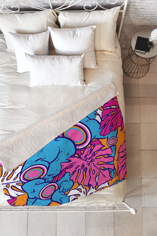 Evgenia Chuvardina Pop art tropics Fleece Throw Blanket