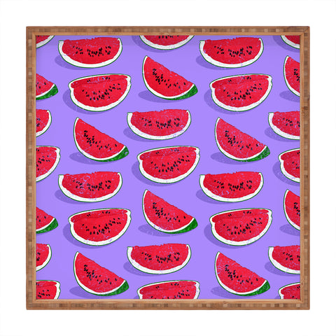 Evgenia Chuvardina Tasty watermelons Square Tray