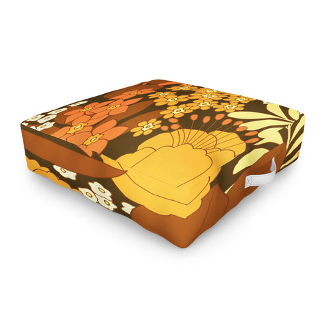 Eyestigmatic Design Brown Yellow Orange Ivory Retro Outdoor Floor Cushion