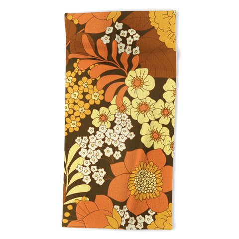 Eyestigmatic Design Brown Yellow Orange Ivory Retro Beach Towel