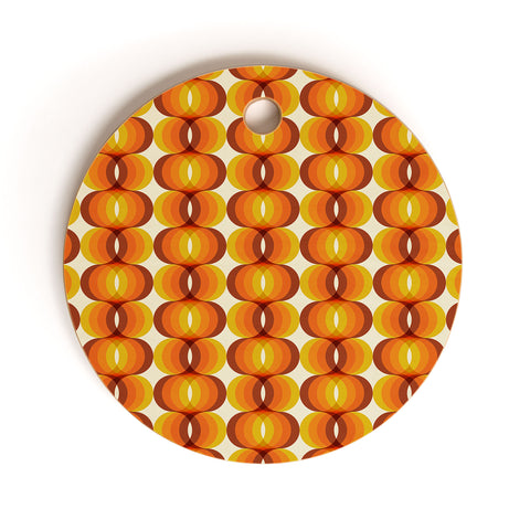 Eyestigmatic Design Orange Brown and Ivory Retro 1960s Cutting Board Round
