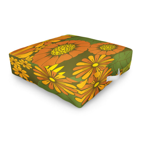 Eyestigmatic Design Orange Brown Yellow and Green Outdoor Floor Cushion