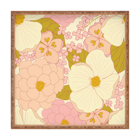 Eyestigmatic Design Pink Pastel Vintage Floral Square Tray