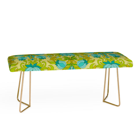 Eyestigmatic Design Turquoise and Green Leaves 1960s Bench