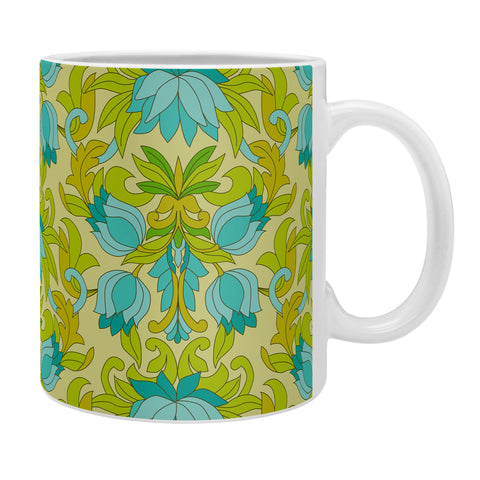 Eyestigmatic Design Turquoise and Green Leaves 1960s Coffee Mug