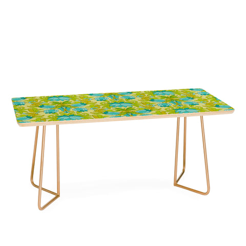 Eyestigmatic Design Turquoise and Green Leaves 1960s Coffee Table