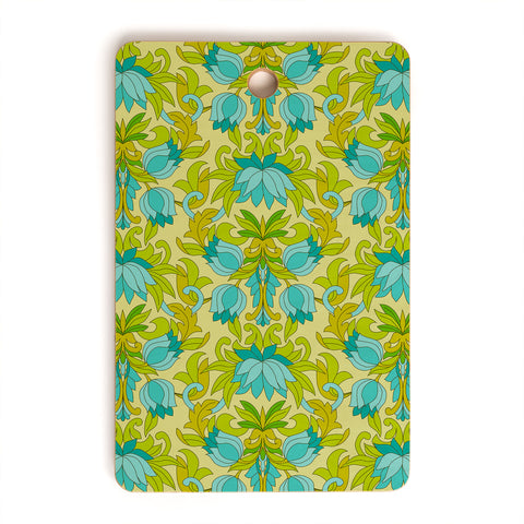 Eyestigmatic Design Turquoise and Green Leaves 1960s Cutting Board Rectangle