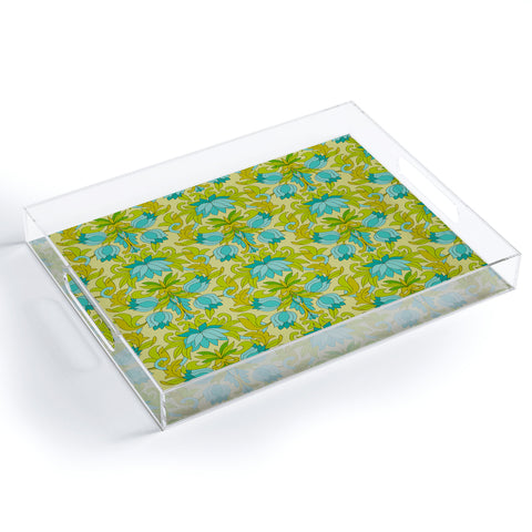 Eyestigmatic Design Turquoise and Green Leaves 1960s Acrylic Tray