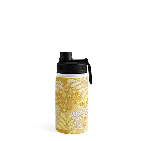 Eyestigmatic Design Yellow Ivory Brown Retro Floral Water Bottle