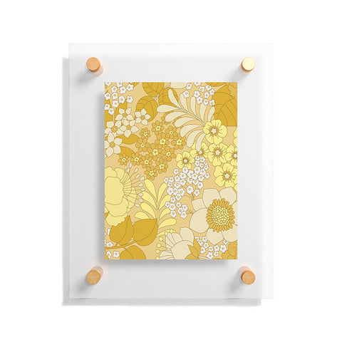 Eyestigmatic Design Yellow Ivory Brown Retro Floral Floating Acrylic Print