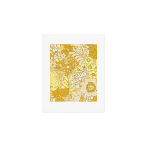 Eyestigmatic Design Yellow Ivory Brown Retro Floral Art Print