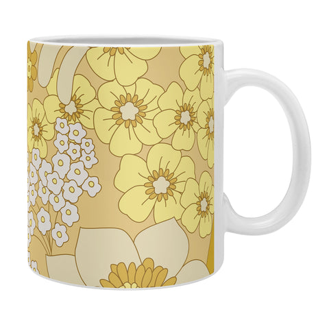 Eyestigmatic Design Yellow Ivory Brown Retro Floral Coffee Mug
